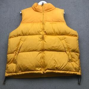Vintage American Eagle Outfitters Down Puffer Vest Jacket Mens Large Logo Yellow